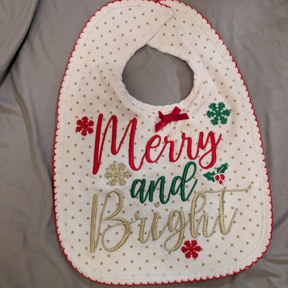 Christmas Bib for Baby Girl - Merry & Bright